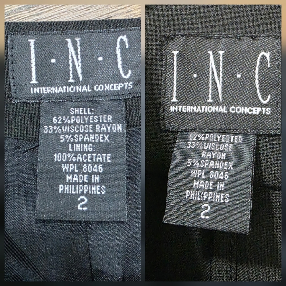 INC International Concepts Black 2-Piece Cropped Jacket & Skirt Suit Size 2 - Picture 14 of 16